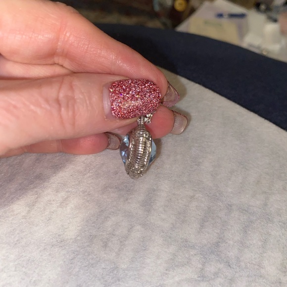 💙Judith Ripka vintage double sided blue topaz heart shaped pendant - Picture 5 of 11